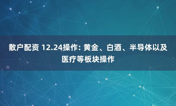散户配资 12.24操作: 黄金、白酒、半导体以及医疗等板块操作
